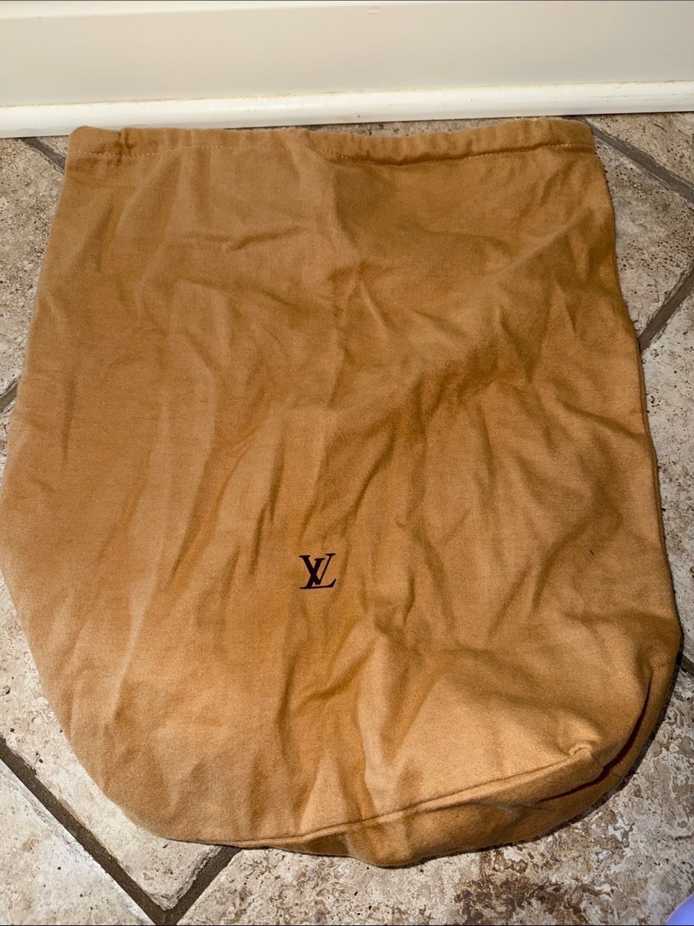 Louis Vuitton Tan Drawstring Dust Cover with LV Monogram